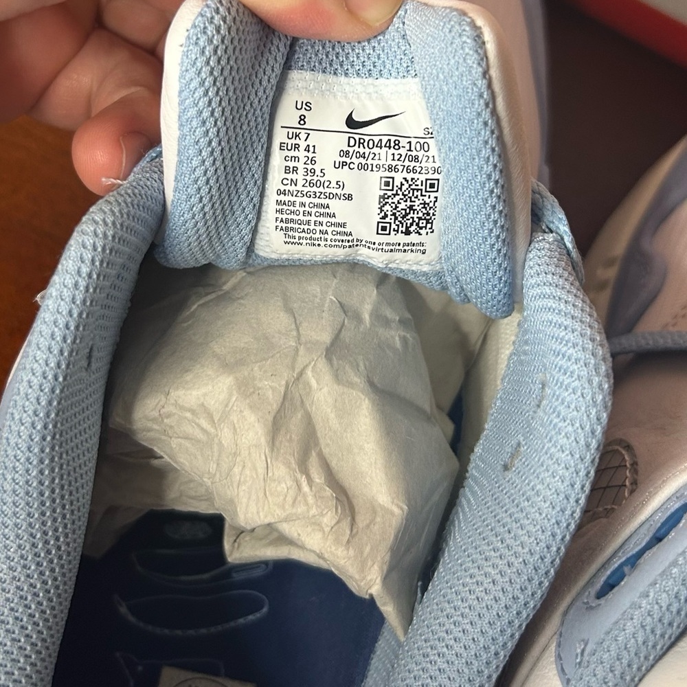 Nike | Air Max 1 Premium Blueprint, Size 9.5, Air Max Day Light Blue - Picture 9 of 13